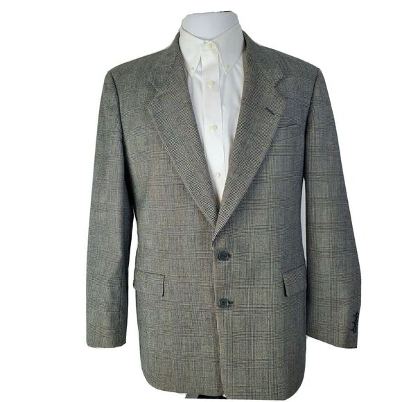 Vintage Pierre Cardin Men's Gray Check Wool Blazer Sport Coat Size‎ 42R - Picture 1 of 9